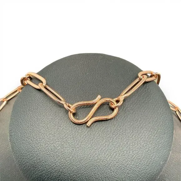 18 inch Copper Paper Clip Chain with Double Hook Clasp Handmade Artisan - Picture 4 of 7